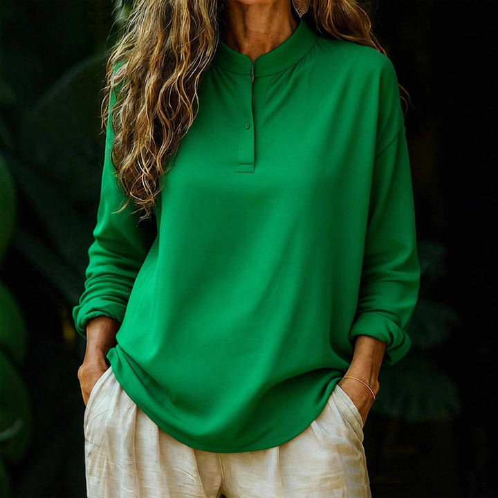 Casual loose long-sleeved round neck pullover shirt