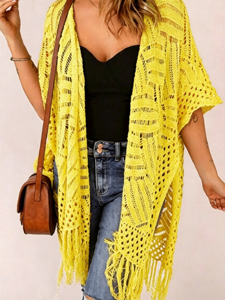 Beach vacation sun protection knitted tassel cover-up