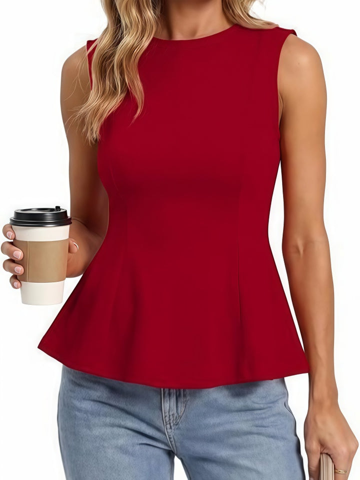 Sleeveless Round Neck Peplum Top
