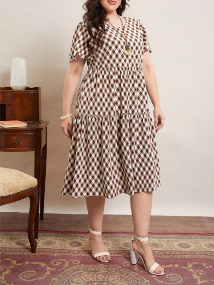 Plus-size vintage plaid dress