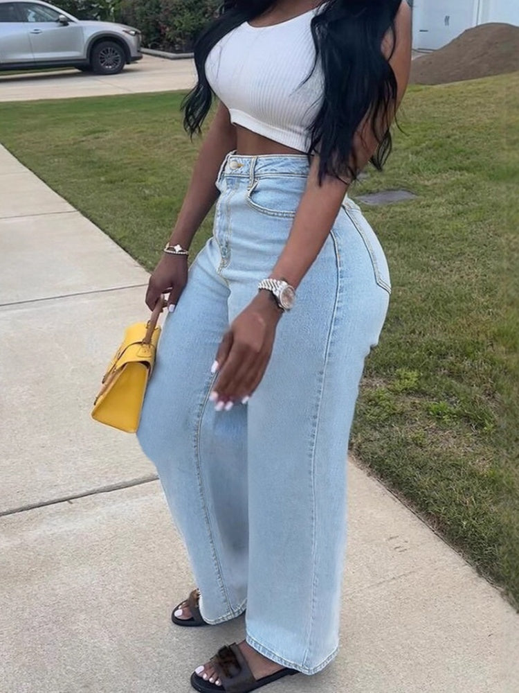 Light Wash High Waist Flare Jeans