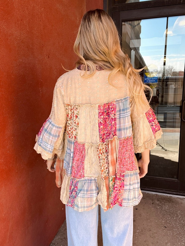 Retro Plaid V-Neck Top