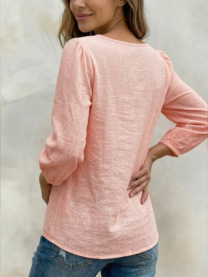 Square Neck Bow Tie Front Blouse