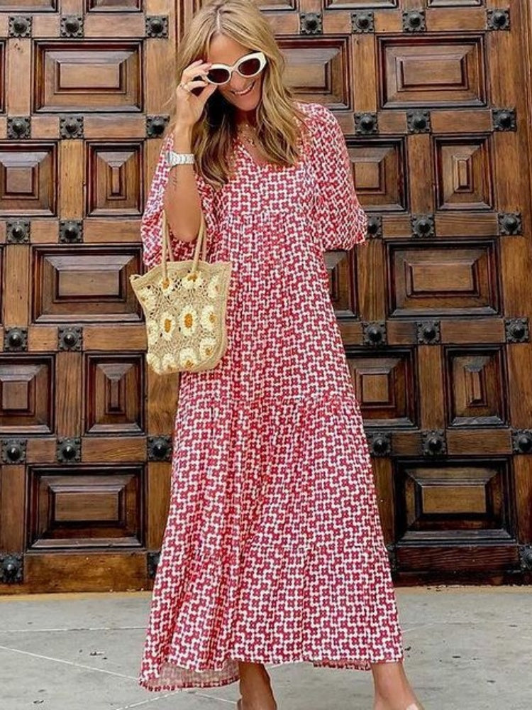 Puff Sleeve Tiered Maxi Dress