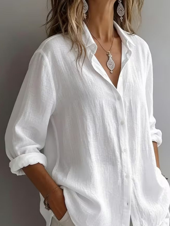 Oversized Linen Blend Button-Down Shirt