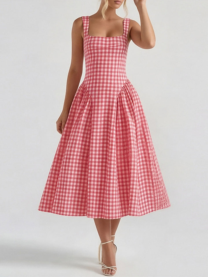 Polka Dot Square Neck Maxi Dress