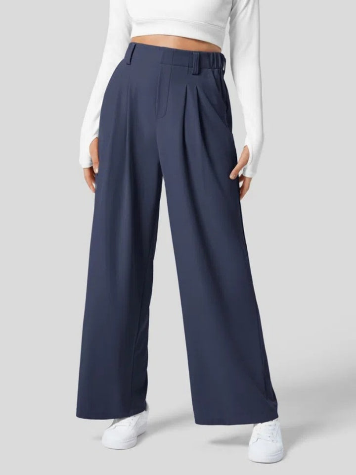 Drawstring Elastic Waist Wide Leg Pants