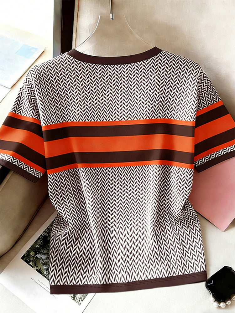 Summer Color Block Fashion Short-Sleeve Top