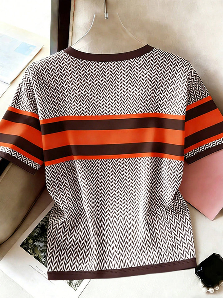 Summer Color Block Fashion Short-Sleeve Top