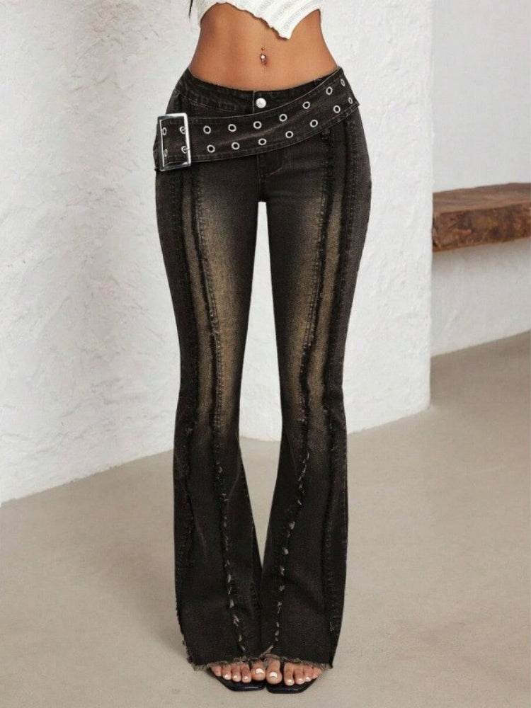 Low Rise Vintage Black Flare Jeans