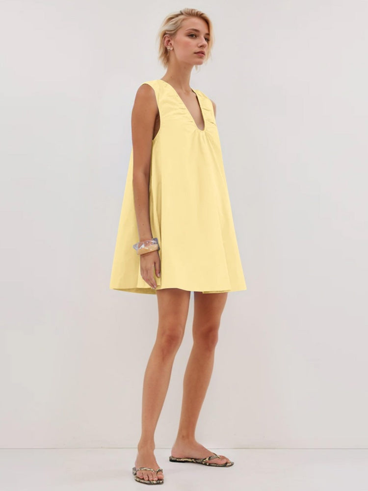 Casual V-Neck Swing Dress