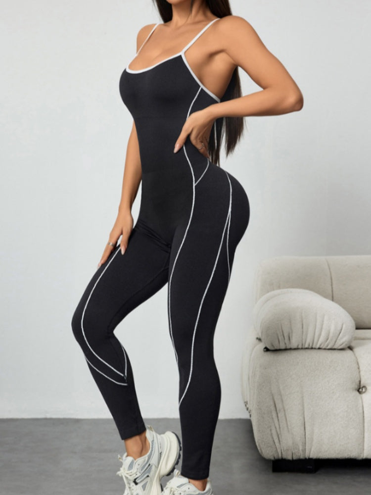 Seamless Contrast Trim Yoga Jumpsuit