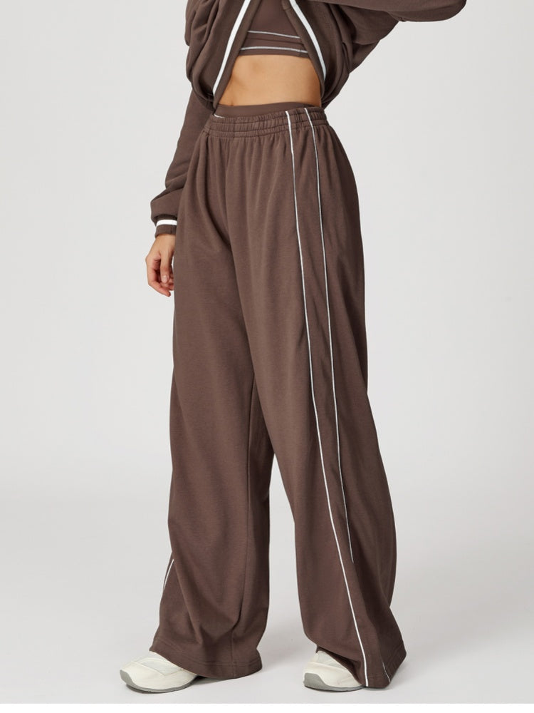 High Waist Striped Wide Leg Sweatpants