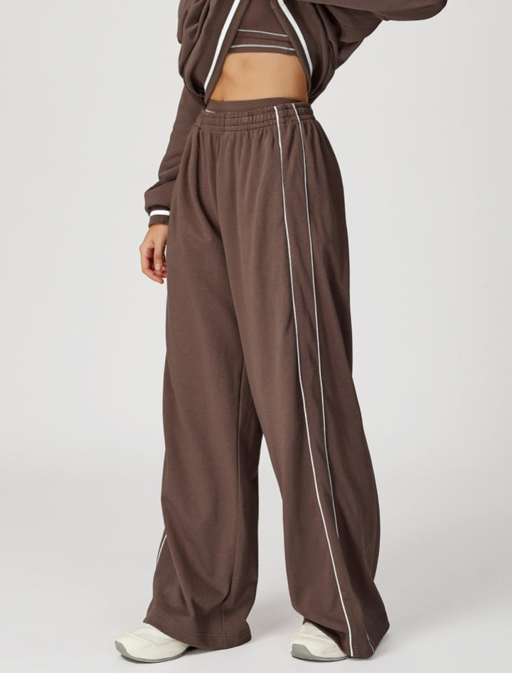 High Waist Striped Wide Leg Sweatpants