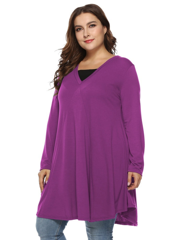 V-neck long-sleeve dress