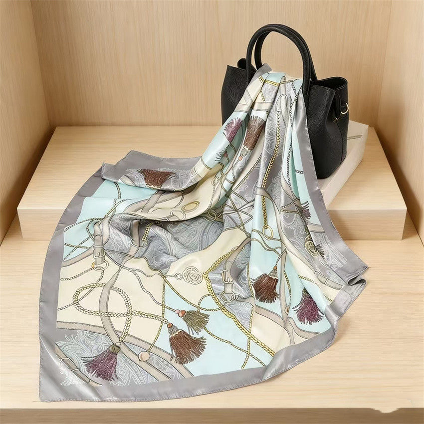 Luxury Printed Satin Square Scarf