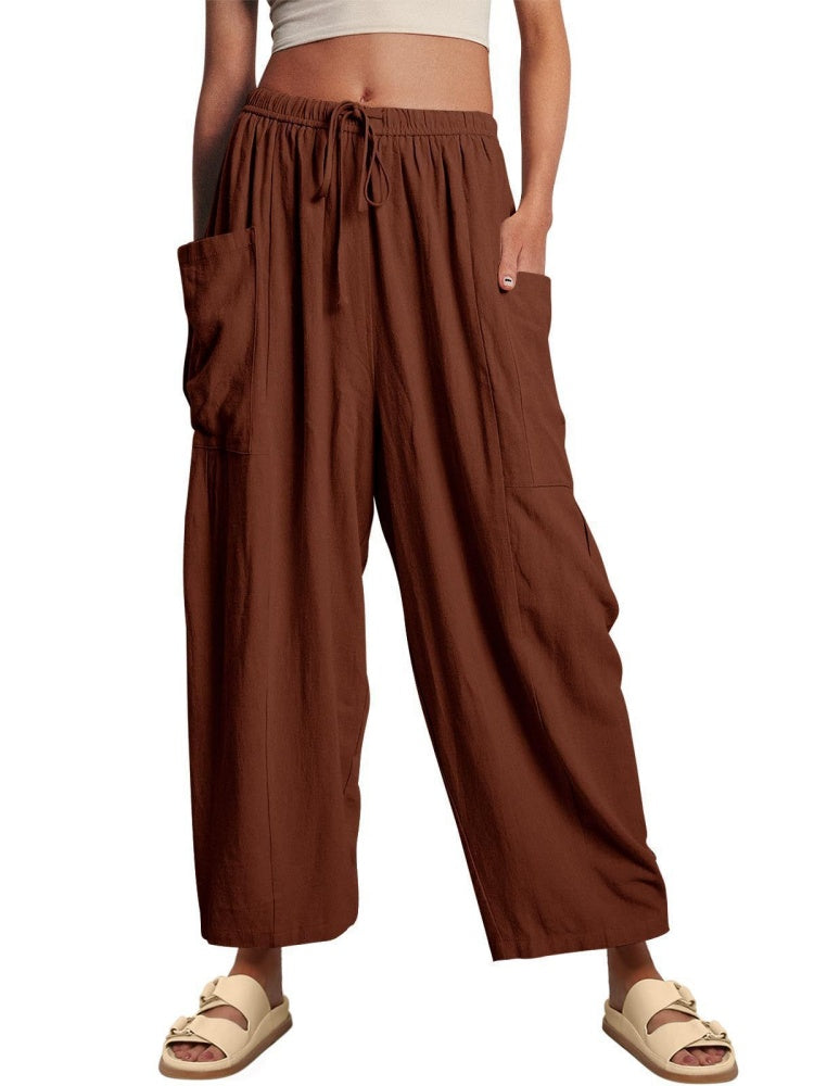 Casual Linen Blend Wide Leg Pants