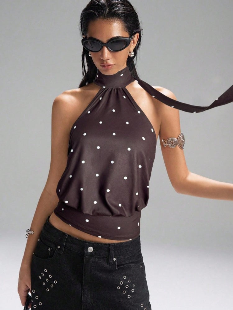 Polka Dot Halter Neck Top