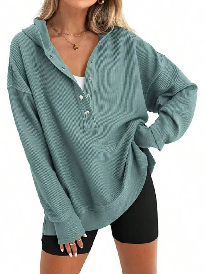 Waffle Knit Henley Hoodie