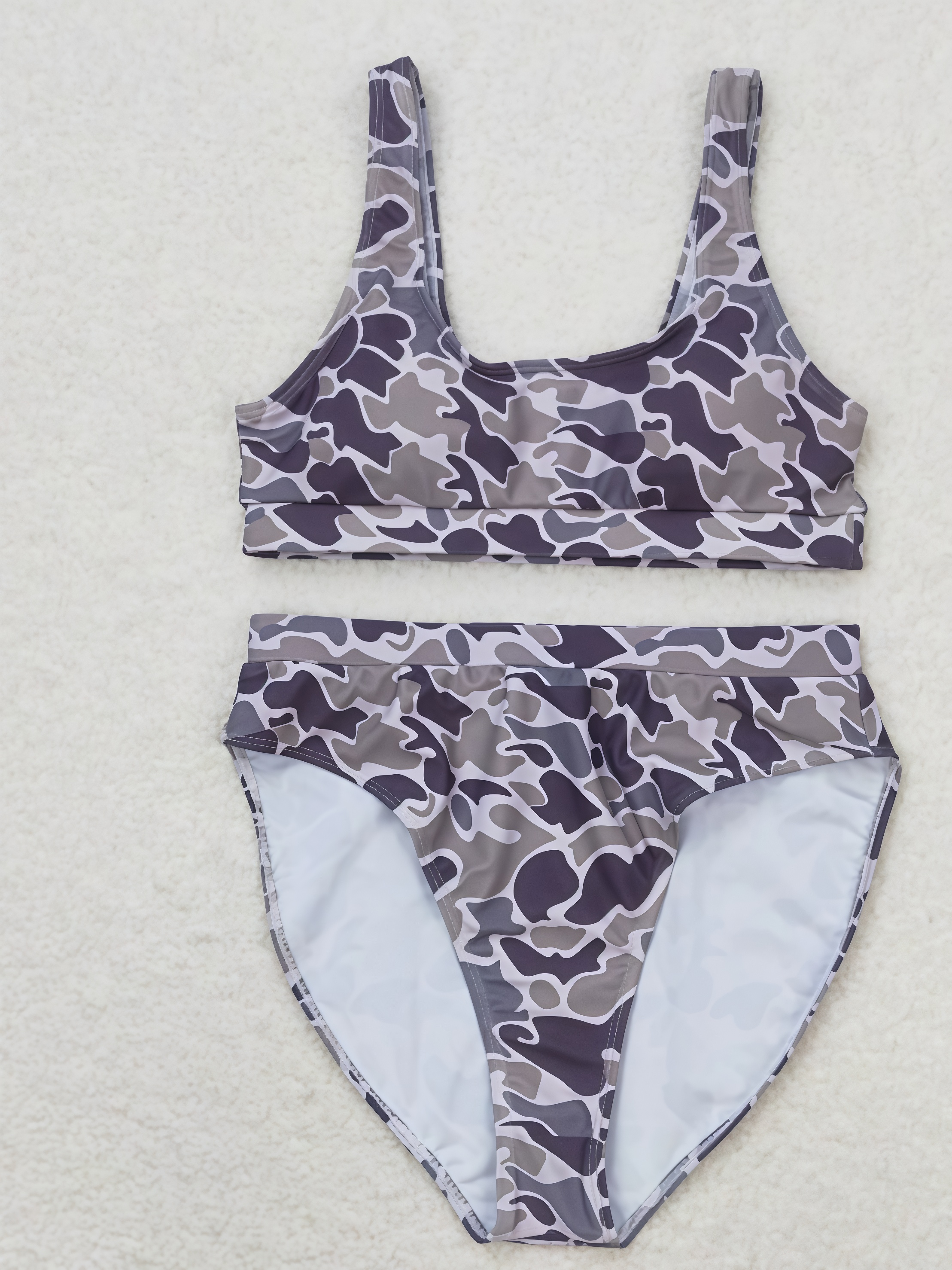 Urban Camo High-Waist Bikini – Sporty & Chic Swimwear
