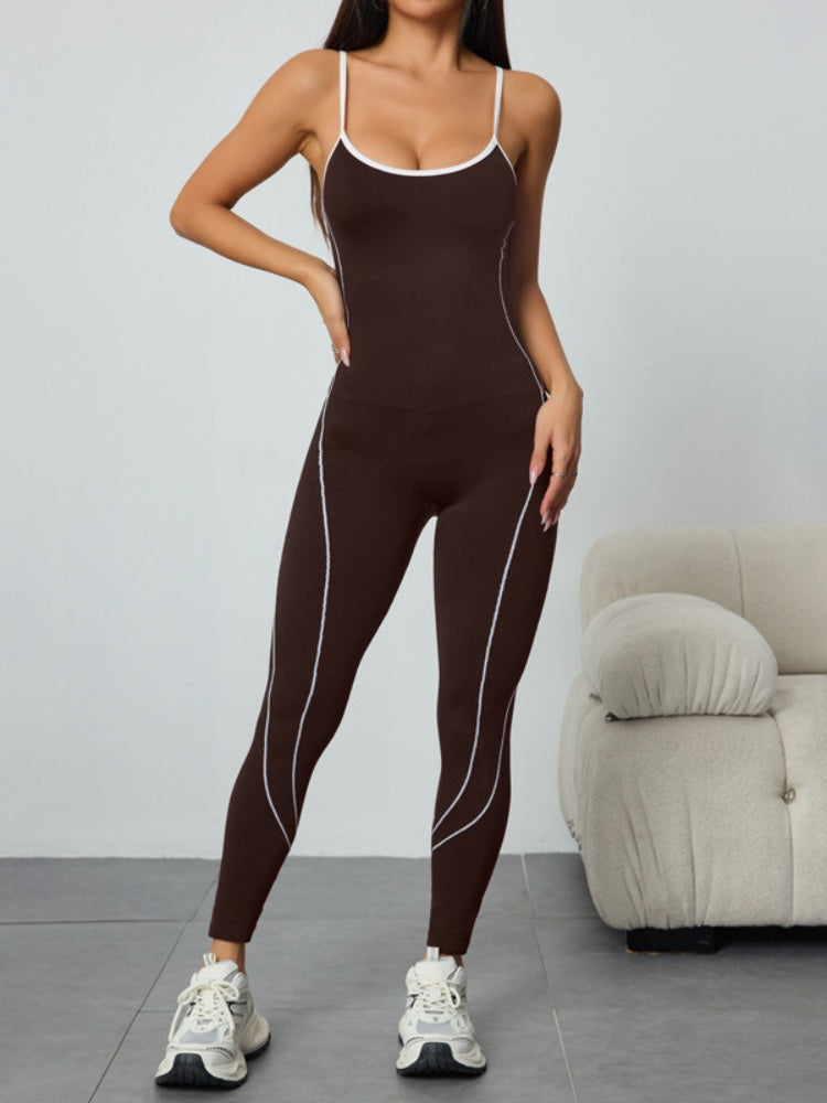 Seamless Contrast Trim Yoga Jumpsuit