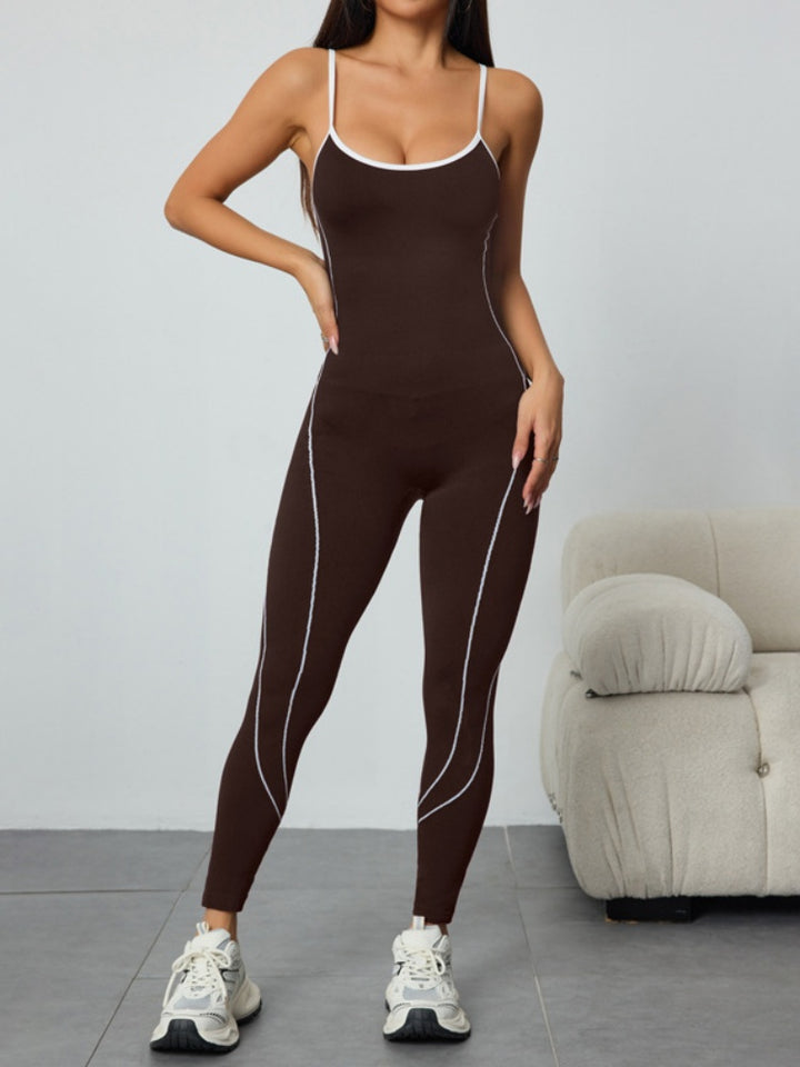 Seamless Contrast Trim Yoga Jumpsuit