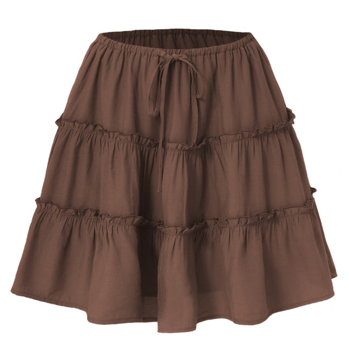 Tiered Ruffle Mini Skirt - High-Waisted Drawstring Flowy Skirt
