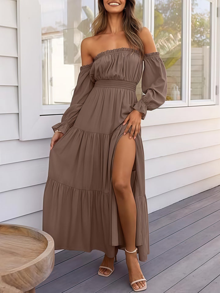 Off-Shoulder Long Sleeve Maxi Dress