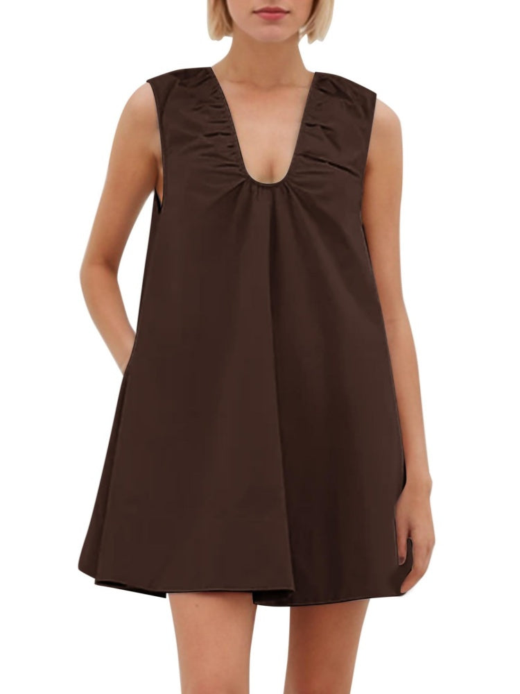 Casual V-Neck Swing Dress