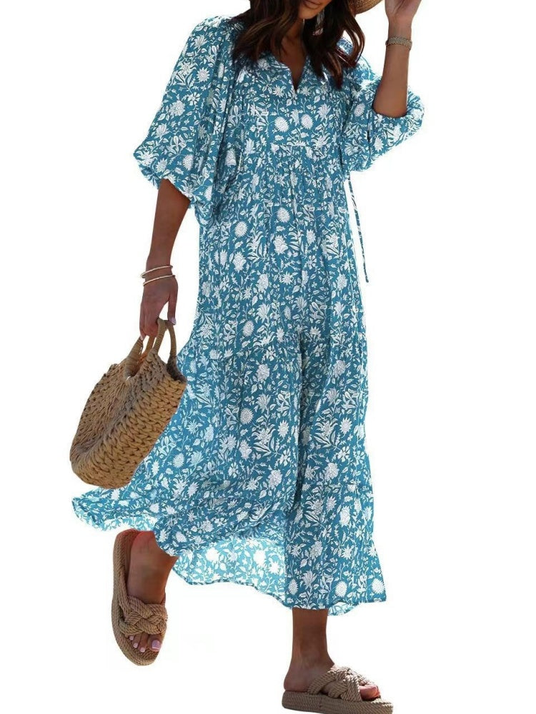 Puff Sleeve Tiered Maxi Dress