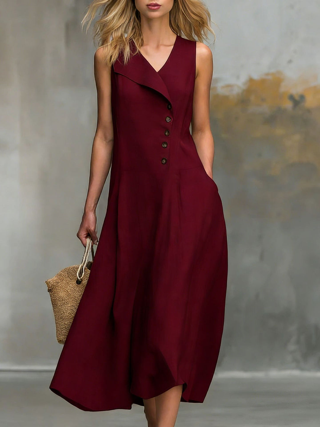 Casual collared button-down sleeveless women&