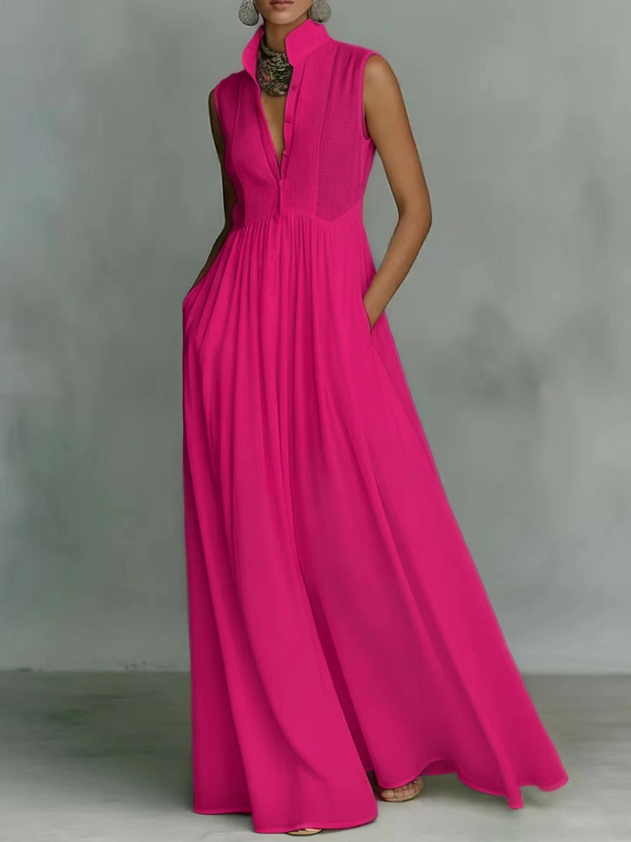 Vacation long-sleeved pleated French-style colorful dress