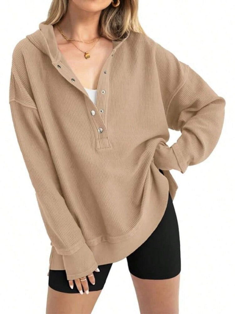 Waffle Knit Henley Hoodie