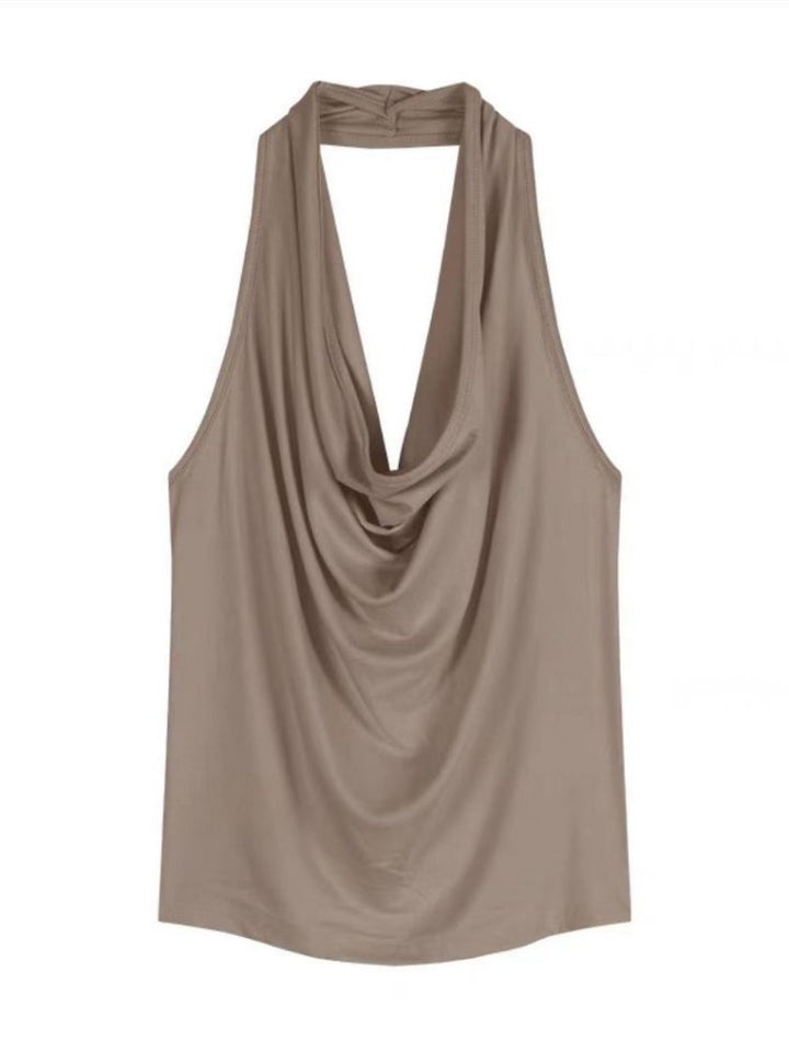 Draped Halter Cowl Neck Tank Top