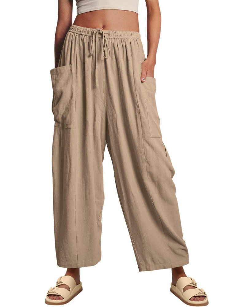 Casual Linen Blend Wide Leg Pants
