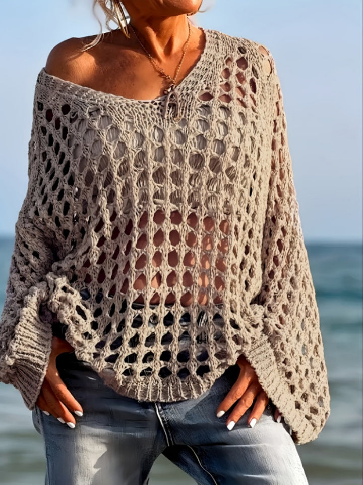 Loose Openwork Long Sleeve Sweater