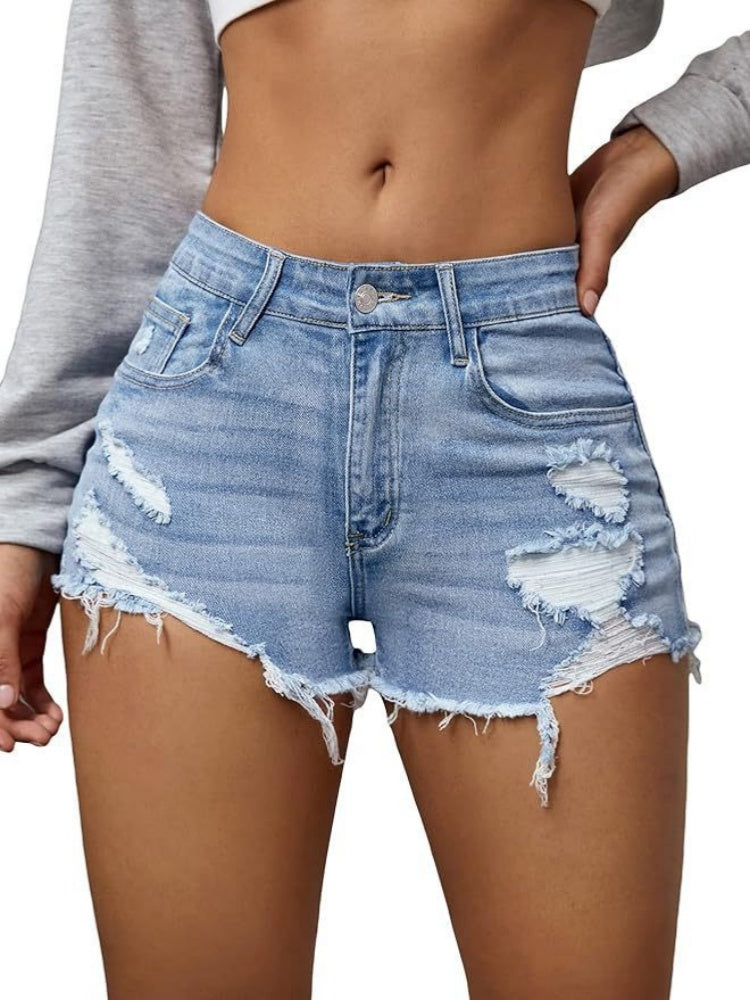 Raw Hem Ripped Jean Shorts