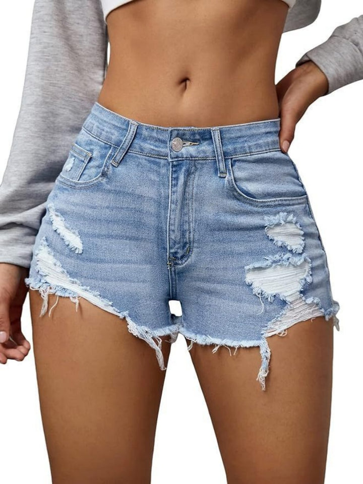 Raw Hem Ripped Jean Shorts