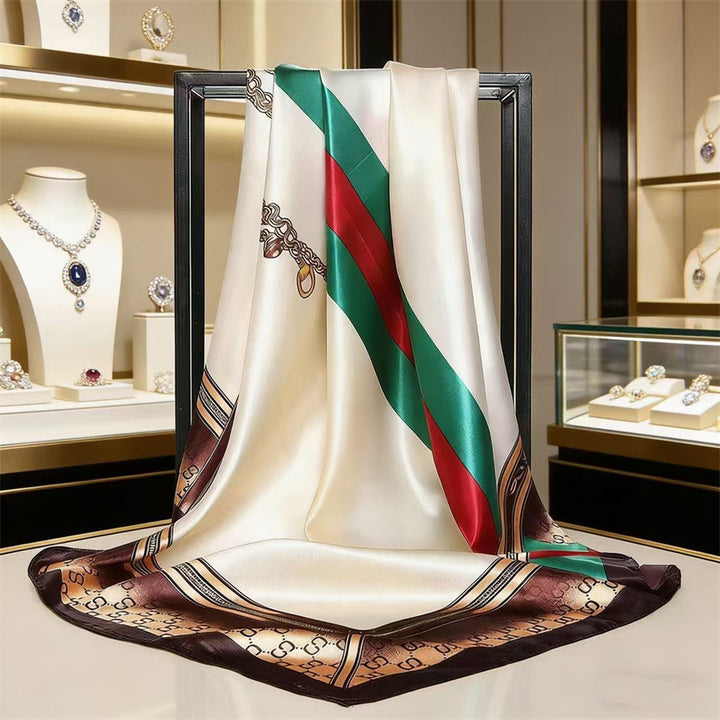 Luxury Printed Satin Square Scarf