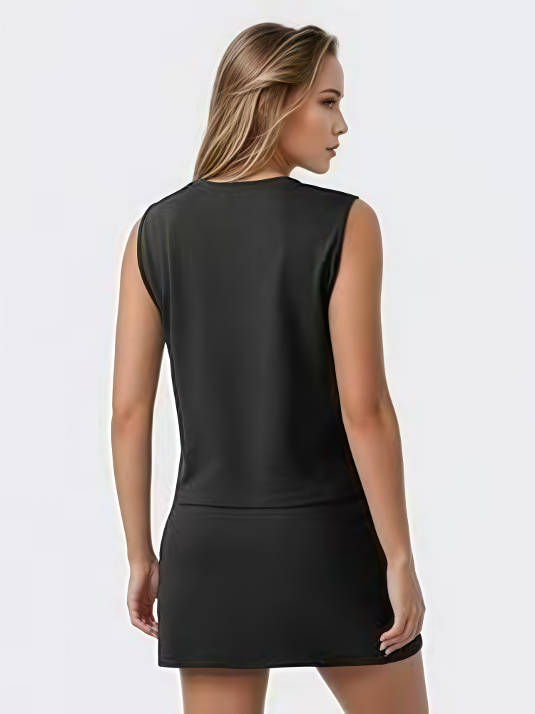 Solid Sleeveless Tank Top &amp; Drawstring Skirt 2-Piece Set