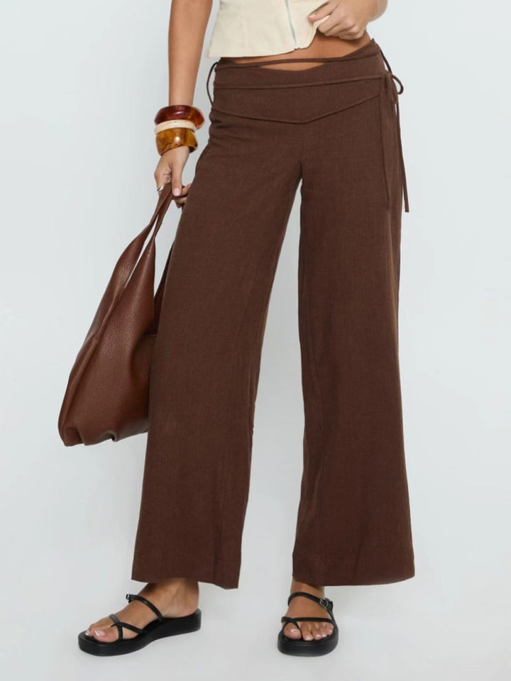 Wrap Tie Waist Wide Leg Pants