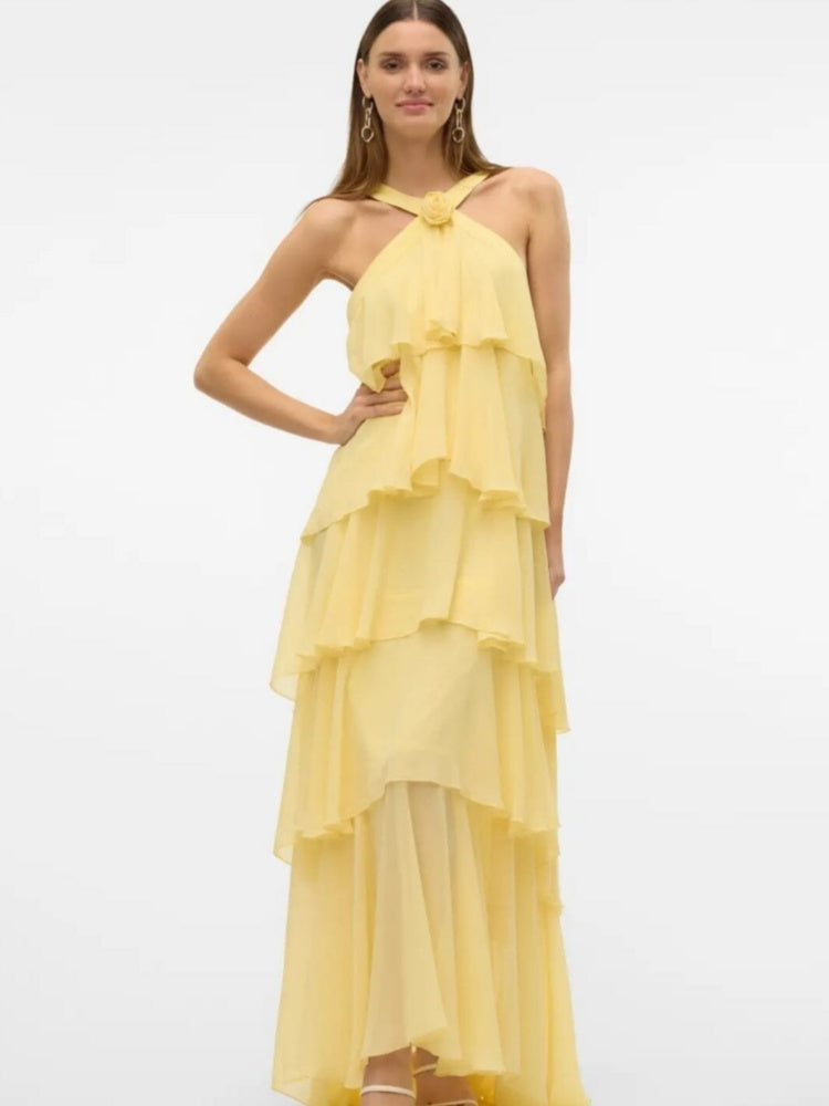 Ruffle Backless Formal Dress
