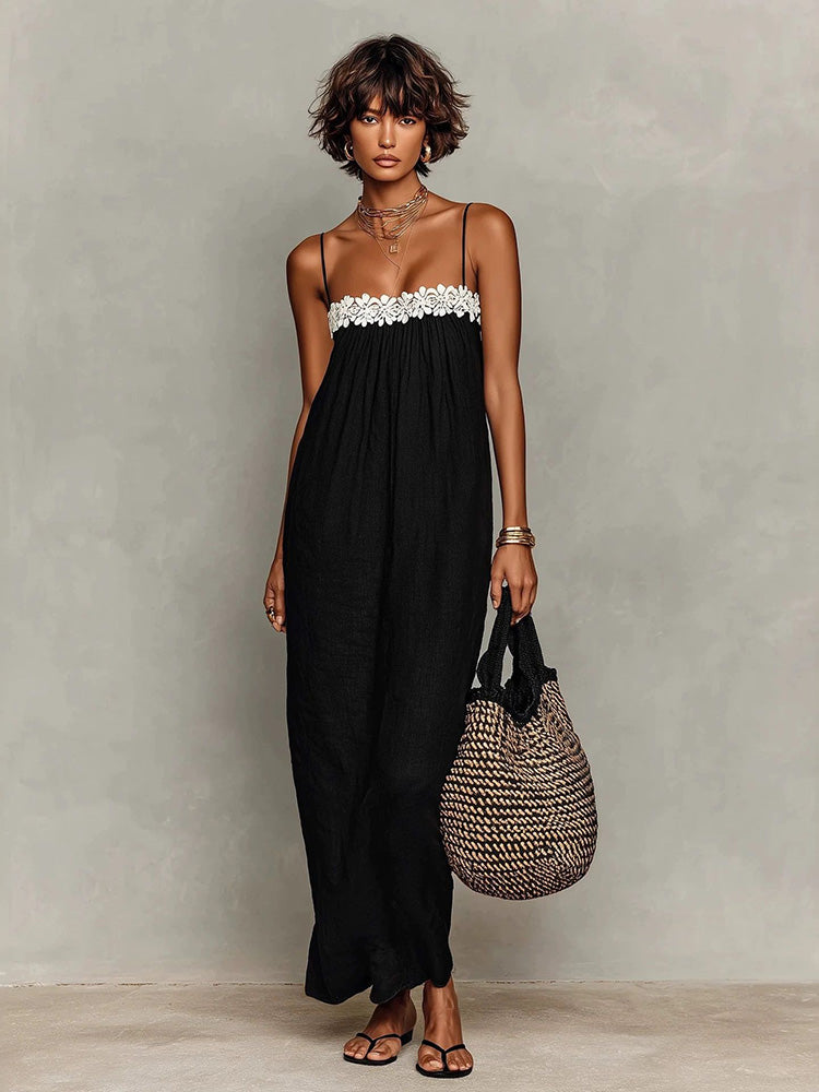 Summer Fashion Lace-Trimmed Slip Dress for Women