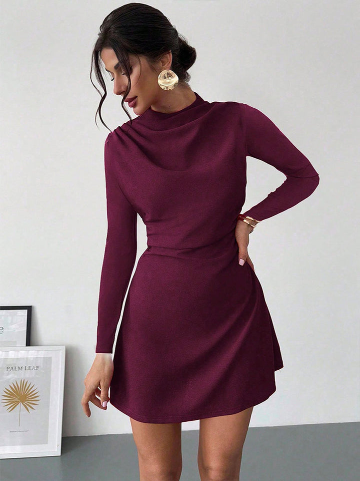 Mock Neck A-Line Dress