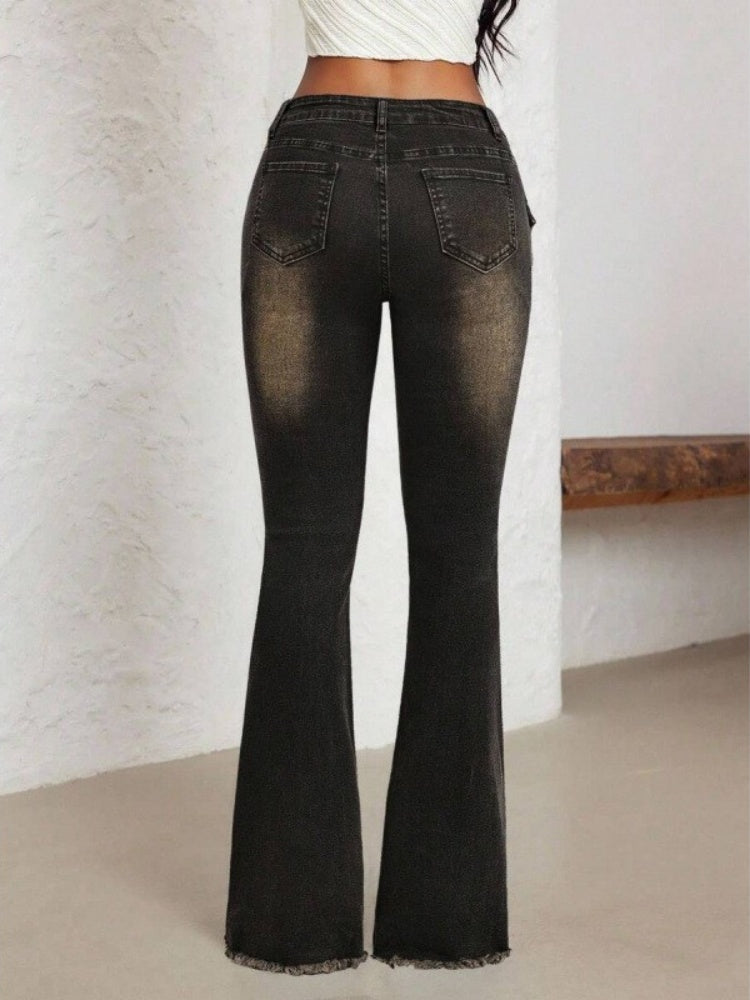 Low Rise Vintage Black Flare Jeans