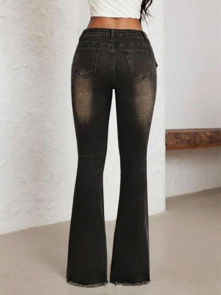 Low Rise Vintage Black Flare Jeans