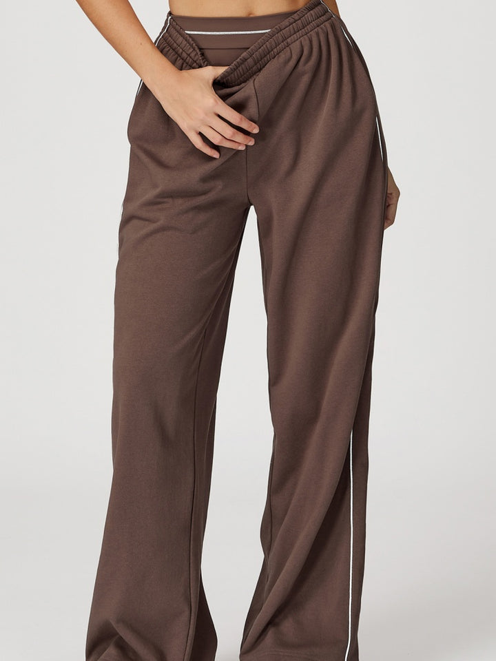 High Waist Striped Wide Leg Sweatpants