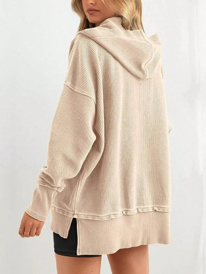 Waffle Knit Henley Hoodie
