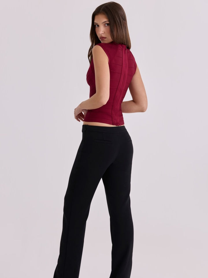 Deep V-Neck Bandage Knit Top