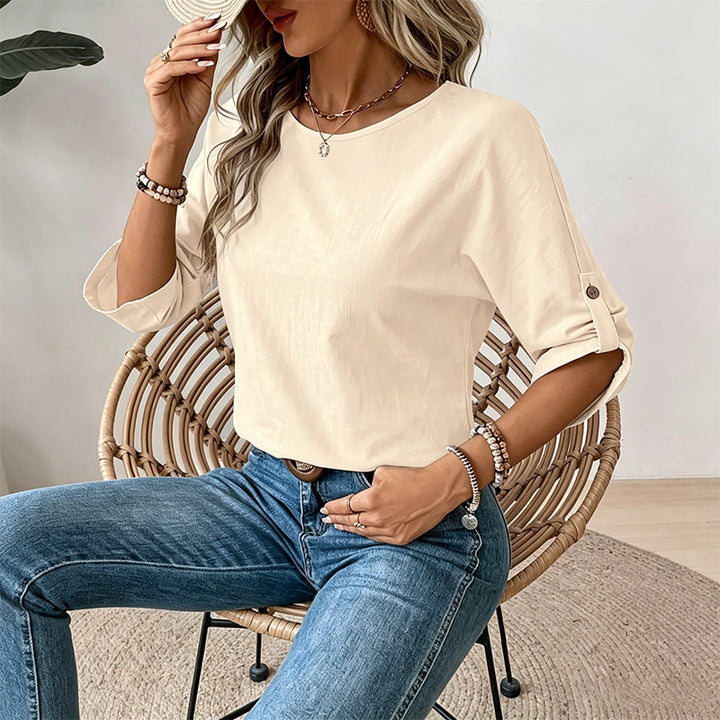 Casual solid color crew neck shirt